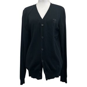 Diesel Tricot Black Cotton Blend V-Neck Cardigan Sweater